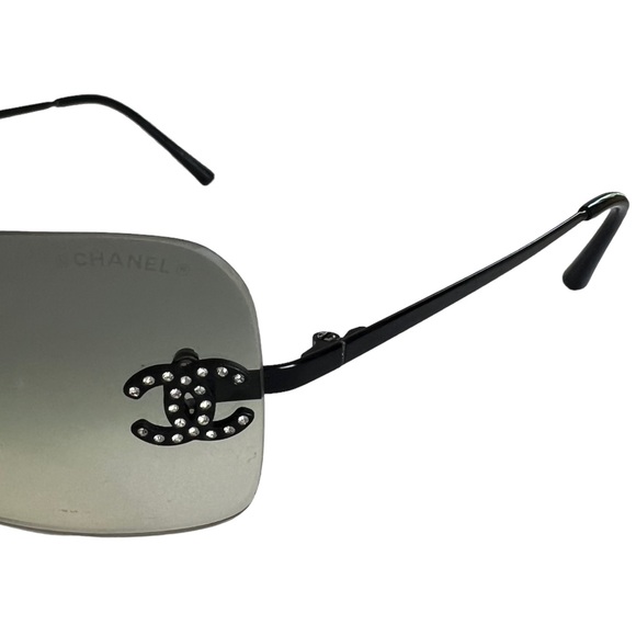 Chanel CC Rhinestone Logo Rimless Sunglasses - Picture 4 of 12